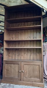 Tall wide pine bookshelves